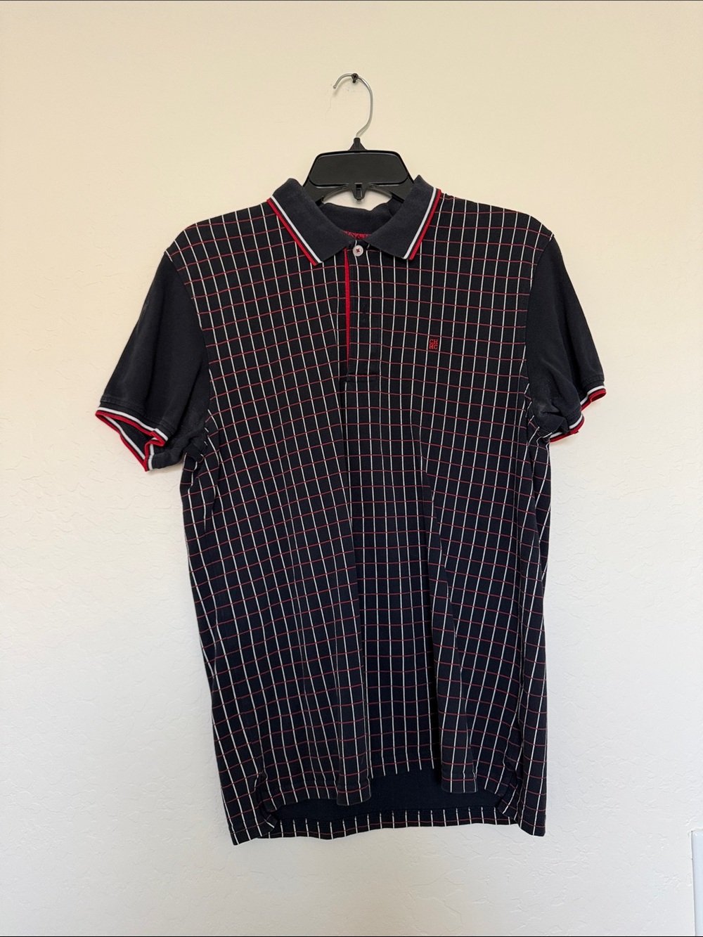 Carolina Herrera Black Polo with Red Grid